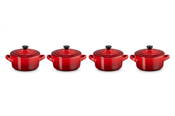 Le Creuset Mini-Cocotte Poterie kirschrot 4er Set