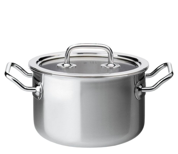 Spring Brigade Basic Fleischtopf hoch mit Glasdeckel 16 cm
