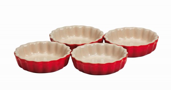 Le Creuset Tarte-Form 11 cm kirschrot 4 er-Set 