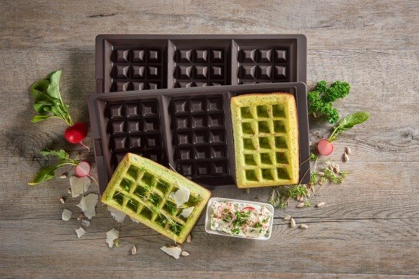Lurch Backform Waffel 29x14,5cm 3fach 2er Set silikon braun
