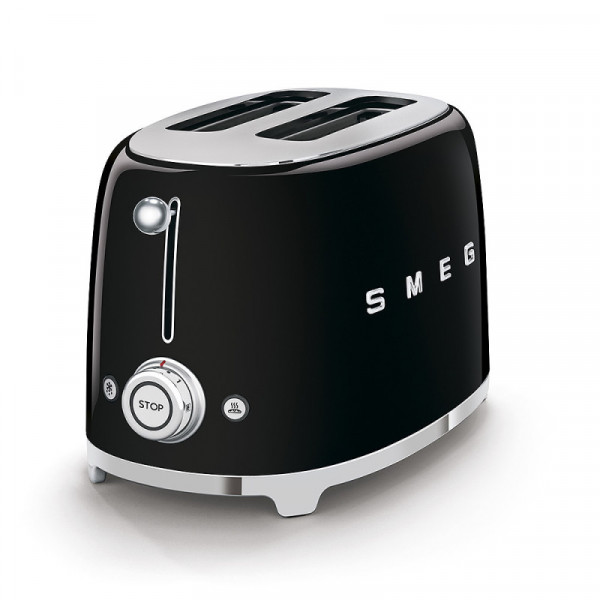 Smeg Toaster 2 Scheiben Schwarz 50'S Retro Style seitlich