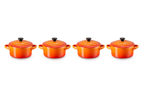 Le Creuset Mini-Cocotte 4 er Set ofenrot