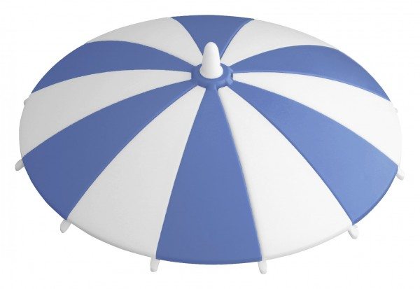 Hansi-Siebert Glasabdeckung SCHIRMCHEN Ø ca. 11,5 cm / hellblau/weiß