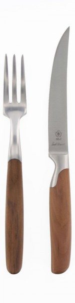 POTT Sarah Wiener Set mit Steakmesser Mikroschliff 11cm Steakgabel Zwetschgenholz
