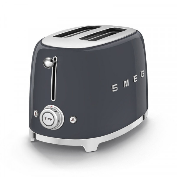 Smeg Toaster 2 Scheiben Slate Grey 50'S Retro Style seitlich