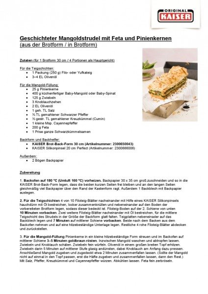 Kaiser - Brotform 30Cm Insp./ Brot Back Form