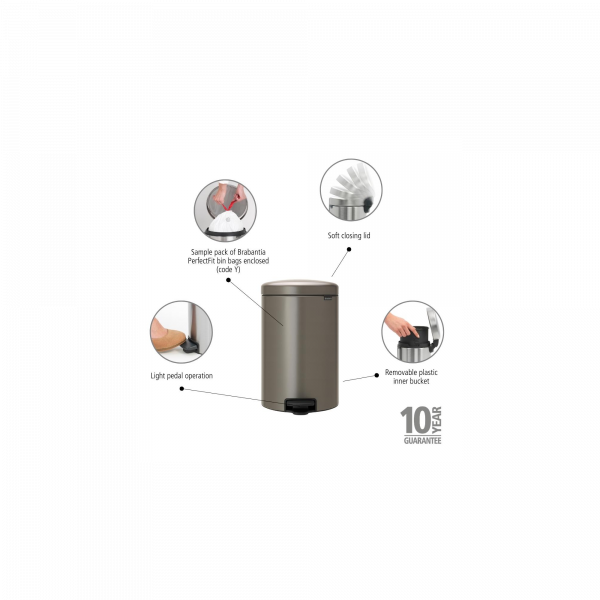 Brabantia Treteimer 20L Platinum 20L 114045 Collage