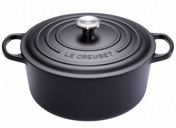 Le Creuset Bräter rund 26 cm Gusseisen schwarz matt