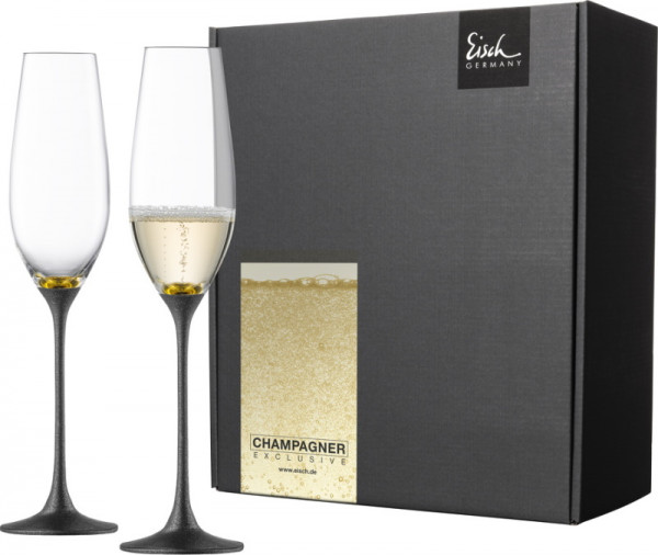 Eisch Champagner Exklusiv Sektglas gold/schwarz - 2 Stk