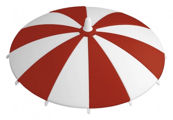 Hansi-Siebert Glasabdeckung SCHIRMCHEN Ø ca. 11,5 cm / rot/weiß