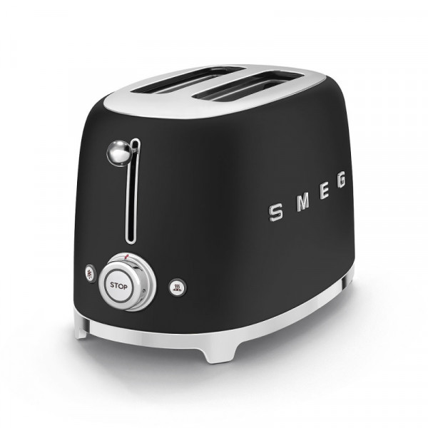 Smeg Toaster 2 Scheiben Schwarz matt 50'S Retro Style seitlich