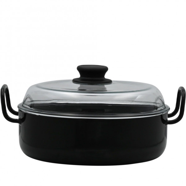 Riess Omas's Schmorpfanne mit Glasdeckel 28 cm Classic Schwarzemaille